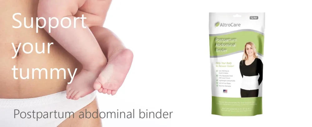 Postpartum C-Section Recovery Kit with postpartum essentials: abdominal belly band disposable underwear and silicone scar sheets. (L/XL) - Support your tummy with our abdominal binder
