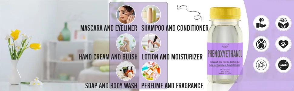 PHENOXYETHANOL EcoBalanced Clear Colorless Odorless Liquid - for Homemade Cosmetics and Other Craft Projects Preservative - 4.23 Oz - Phenoxyethanol - Artekas Innovation