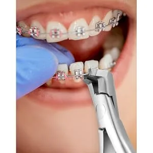 QWORK Stainless Steel Orthodontic Wire Cutters for Braces 5.3 Inch Long Handle Design for Back Teeth Access - QS31808