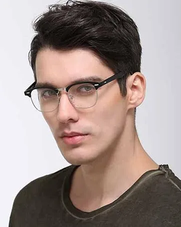 Cyxus Blue Light Glasses Men Retro Semi Rimless Clear Blue Light Glasses for Computer Eye Strain Gaming Glasses Anti Harmful Blue Light for Men Women - blue light glasses browline