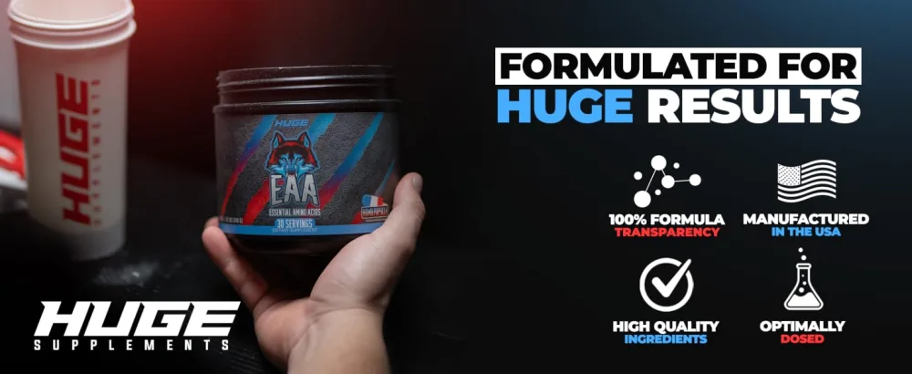 Huge EAA Supplement Highest Dosed Essential Amino Acids Powder 12.85g EAAs & 8g BCAAs Per Serving Maximize Muscle Growth Recovery & Performance (Bomb Popsicle 17.73 Oz.) - Formulated for HUGE results