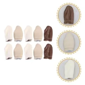 5 Pairs Leather Thimble Sewing Tumble Protectors Finger Protective Guards Index Finger DIY Cots Thimble Finger Protector Tumble Finger Guards Needle Finger Cots Cowhide Thumb Guard - product information 4
