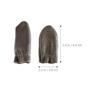 5 Pairs Leather Thimble Sewing Tumble Protectors Finger Protective Guards Index Finger DIY Cots Thimble Finger Protector Tumble Finger Guards Needle Finger Cots Cowhide Thumb Guard - product information 5