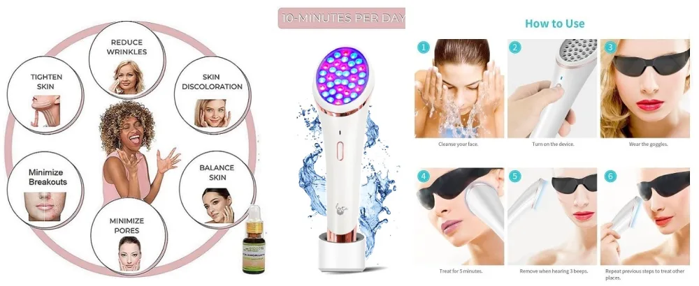 Lyte Wireless 2.0 Duo Red & Blue LED Light Therapy for Face Includes Hyaluronic Serum Automatic Red and Blue LED Light Therapy Wrinkle Reduction Device White - lyte