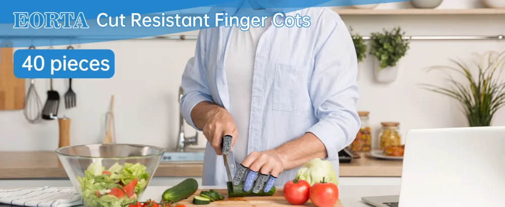 EORTA 40 Pieces Cut Resistant Finger Cots Reusable Finger Protectors Breathable Thumb Protector for Kitchen Work Sculpture Stained Glass Projects Finger Protector Gloves for Nail biting - finger cot