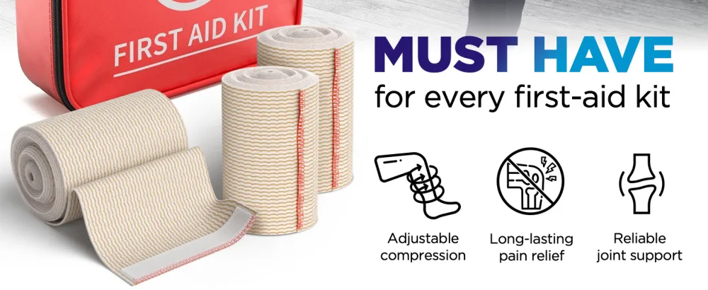 Premium Elastic Bandage Wrap - 3 (5pk) - Strong Compression - Self-Closing Reusable Bandages for Legs and Arms - Wrist Elbow Foot Knee Wrap - elastic bandage wrap ankle compression leg knee foot reusable body hand edema wounds support arm