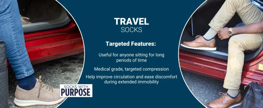 OS1st TS5 Compression Travel Socks treats Deep Vein Thrombosis and improves circulation for healthier legs Large Natural - OS1st Compression Travel Socks