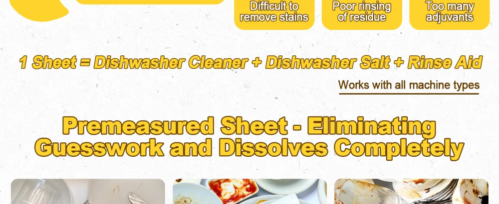 Eco Dishwasher Detergent Sheets Up To 160 Loads Citrus Lemon Scent Plastic Free Dishwashing Soap Strips With High Efficient Solid Enzyme Leaving Dishes Sparkling Clean - Work with all machine types