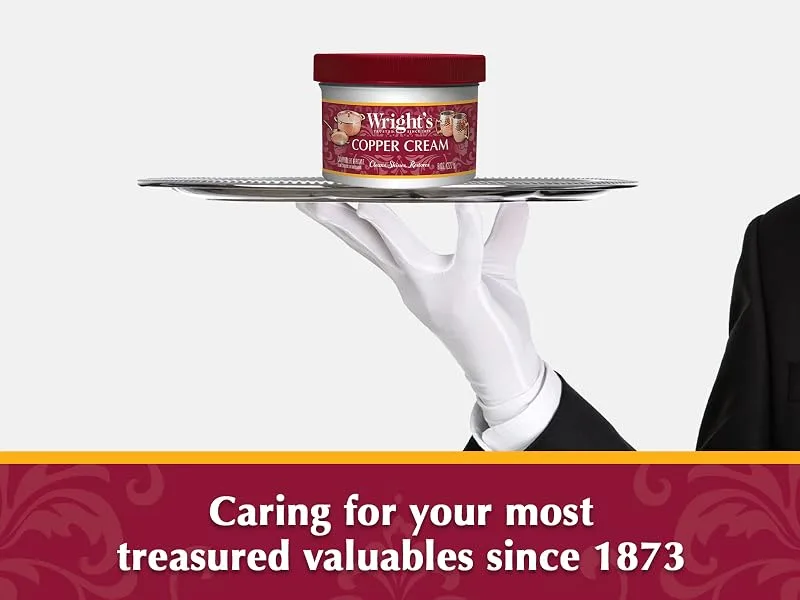 Wright's Copper and Brass Cream Cleaner - With Polishing Cloth - Gently Cleans and Removes Tarnish without Scratching - trusted since 1873