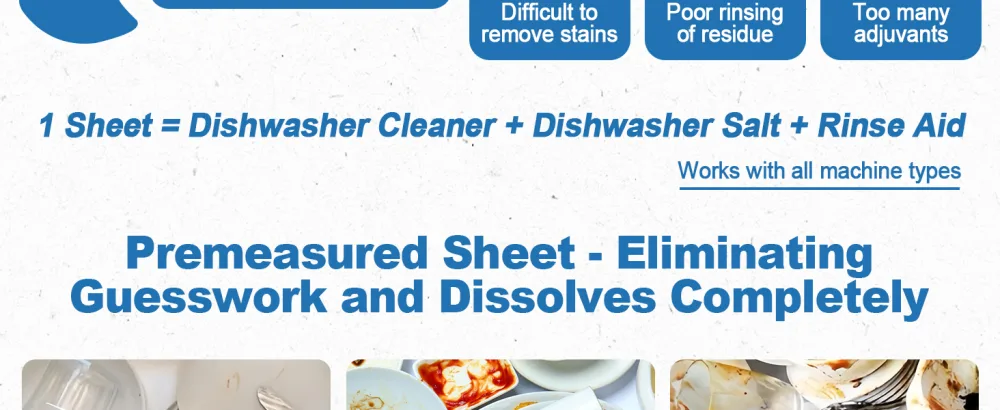 Eco Dishwasher Detergent Sheets Up To 160 Loads Unscented Plastic Free Dishwashing Soap Strips With High Efficient Solid Enzyme Leaving Dishes Sparkling Clean - Work with all machine types