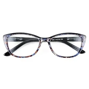 FEISEDY Progressive Multifocus Blue Light Blocking Reading Glasses No Line Multifocal Readers with Spring Hinge B2675 Blue Floral 3.0 x - 2675-005