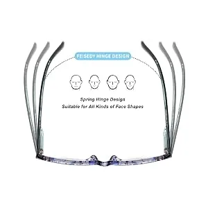FEISEDY Progressive Multifocus Blue Light Blocking Reading Glasses No Line Multifocal Readers with Spring Hinge B2675 Blue Floral 3.0 x - 2675-007