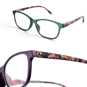Progressive Multifocal Blue Light Blocking Reading Glasses Women Men- Green 2.0X Green 2.0 x - Side Display