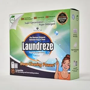 Eco-Friendly Neutral Laundry Detergent Sheets | Natural Ingredients and No Harmful Chemicals Added | 99% Dissolves in All Water Temperature | Nanoparticle Detergent (120 Sheets) - LAUNDREZE 120 Loads