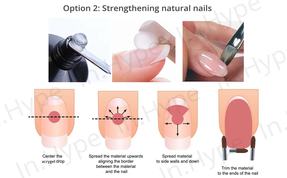 IN.HYPE AcryGel/Acrylic Nail Extension Builder Gel Poly Nail Gel (Milky White) - acrygel application