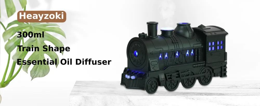 Essential Oil Diffuser for Home 300ml Train Shape Aromatherapy Diffuser with Remote Control 2 Lighting Modes for Office Desktop Decor (US Plug) - product information 1