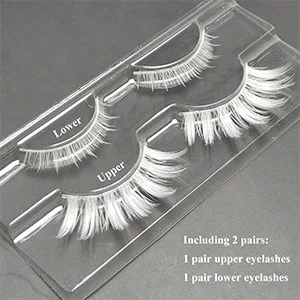 White False Eyelashes Cosplay Halloween White Lashes Extension Tools Reusable Natural Looking Anime Makeup Masquerade Party White 2 Pairs(Upper&Bottom) - eyelashes