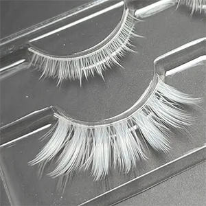 White False Eyelashes Cosplay Halloween White Lashes Extension Tools Reusable Natural Looking Anime Makeup Masquerade Party White 2 Pairs(Upper&Bottom) - eyelashes