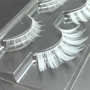 White False Eyelashes Cosplay Halloween White Lashes Extension Tools Reusable Natural Looking Anime Makeup Masquerade Party White 2 Pairs(Upper&Bottom) - eyelashes
