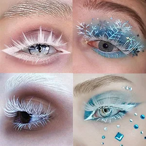 White False Eyelashes Cosplay Halloween White Lashes Extension Tools Reusable Natural Looking Anime Makeup Masquerade Party White 2 Pairs(Upper&Bottom) - eyelashes white