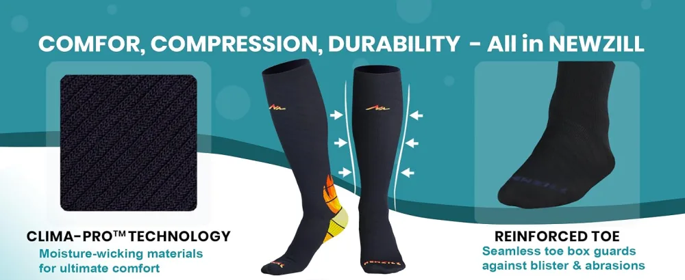 NEWZILL 2024 Medical Compression Socks for Women & Men Circulation 20-30 mmHg Best for Running Athletic Nursing Small-Medium Flame - Compression socks