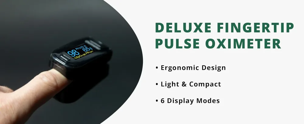 Boost Oxygen Deluxe Fingertip Pulse Oximeter Blood Oxygen Monitor | OLED Display | Measure SpO2 Effortlessly | with Plethysmograph and Perfusion Index - Deluxe