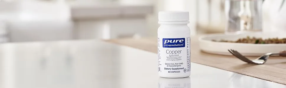 Pure Encapsulations Copper (Glycinate) | Iron Absorption Supplement for Red Blood Cell Formation* | 60 Capsules Unflavored 60 Count (Pack of 1) - Copper (Glycinate)