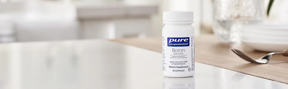 Pure Encapsulations Boron (Glycinate) | Supplement for Hormone Balance, Bone Strength and Health, Connective Tissue, and Nutrient Metabolism* | 60 Capsules - Boron (Glycinate)