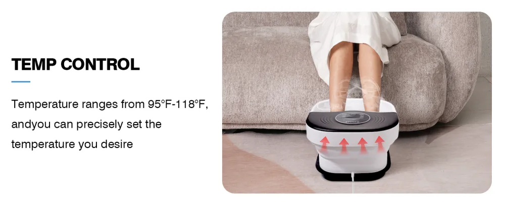 Foot Spa Massager with Heat Bubbles Large Touch Screen Collapsible Foot Bath with Massage Rollers Temperature Control Foot Soaking Tub Pedicure Foot spa for Stress Relief - Foot Spa Massager