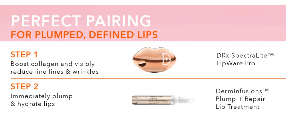 Dr Dennis Gross DRx SpectraLite LipWare Pro - Follow with the DermInfusions Plump + Repair Lip Treatment for instantly plumped and hydrated lips