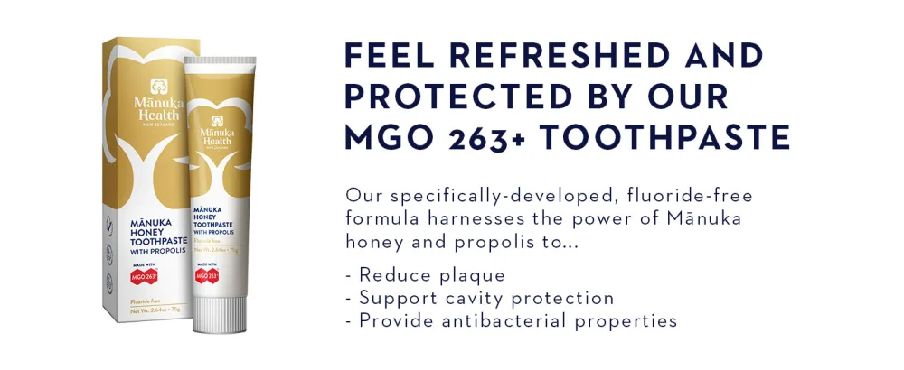 Manuka Health Manuka Honey Toothpaste with Propolis 2.64 oz (75g) - Fluoride-free toothpaste helps reduce plaque and supports cavity protection