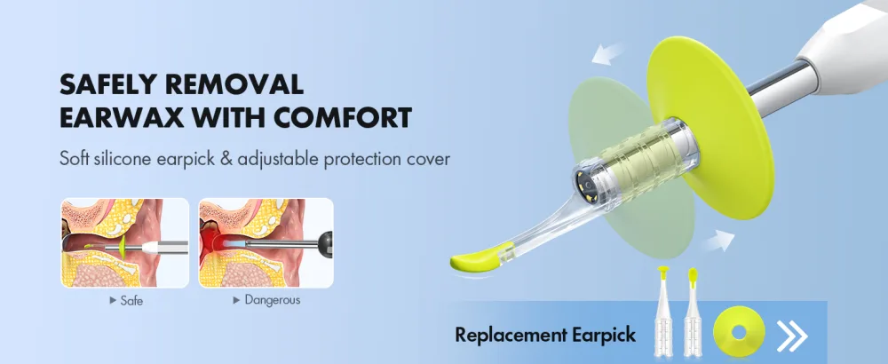 Anykit 3.9 mm Visual Digital Otoscope with 6 LED Lights and Earwax Removal Tool for Adults & Children Compatible with iPhone & Android - with replacement earpick