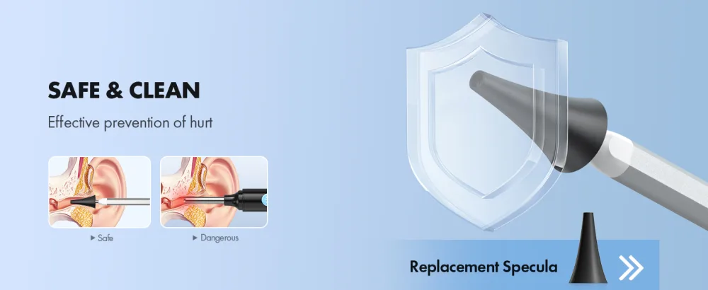Anykit 3.9 mm Visual Digital Otoscope with 6 LED Lights and Earwax Removal Tool for Adults & Children Compatible with iPhone & Android - with replacement specula