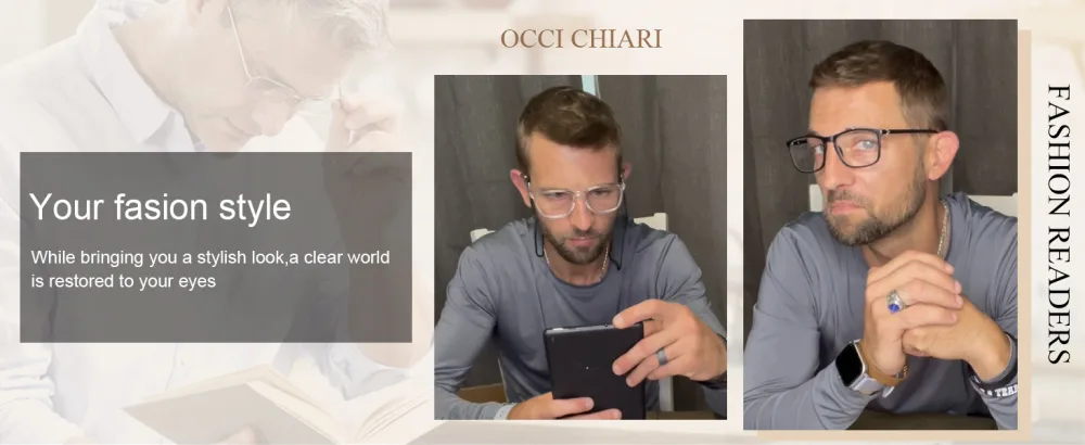 OCCI CHIARI Progressive Reading Glasses for Men Multifocus Readers(1.0 1.5 2.0 2.5 3.0 3.5) Black 2.0 x - FASHION READERS