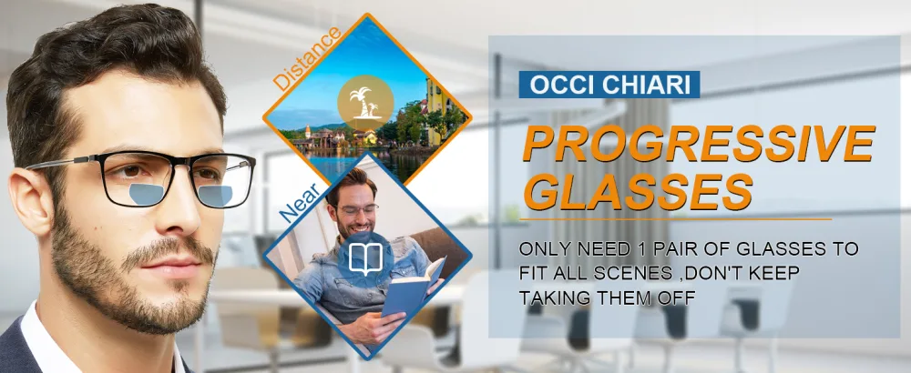 OCCI CHIARI Progressive Reading Glasses for Men Multifocus Readers(1.0 1.5 2.0 2.5 3.0 3.5) Black 2.0 x - PROGRESSIVE READING GLASSES