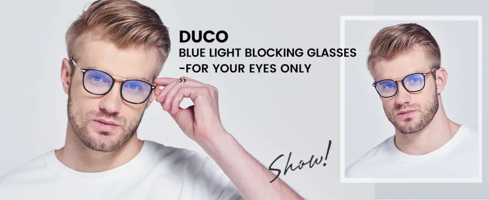 DUCO Blue Light Blocking Glasses For Men Blue Ray Glasses Oversized Computer Glasses Retro Square Fashion Eyeglasses 5223 Black - blue light blocking glasses