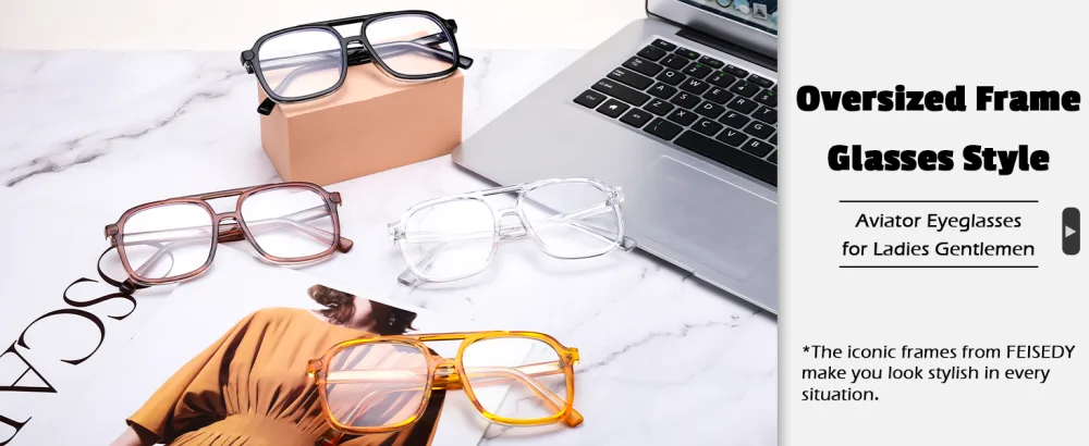 FEISEDY Aviator Blue Light Blocking Glasses Fake Nerd Clear Oversized Square Computer Glasses TR Frame B0158 Transparent Coffee Frame 53 Millimeters - aviator frame glasses