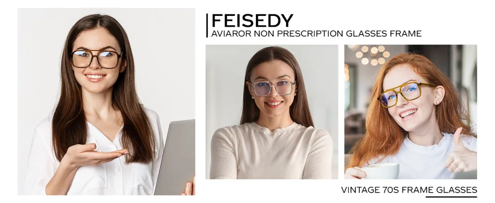 FEISEDY Aviator Blue Light Blocking Glasses Fake Nerd Clear Oversized Square Computer Glasses TR Frame B0158 Transparent Coffee Frame 53 Millimeters - glasses for women