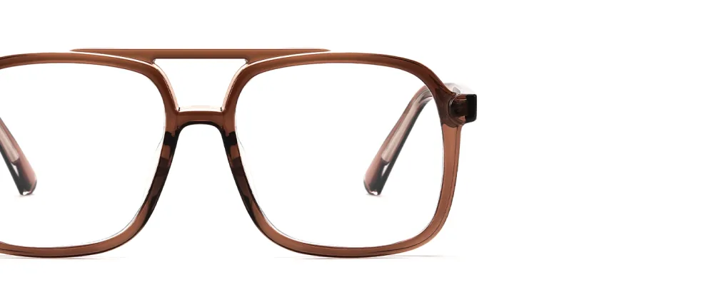 FEISEDY Aviator Blue Light Blocking Glasses Fake Nerd Clear Oversized Square Computer Glasses TR Frame B0158 Transparent Coffee Frame 53 Millimeters - oversized frame