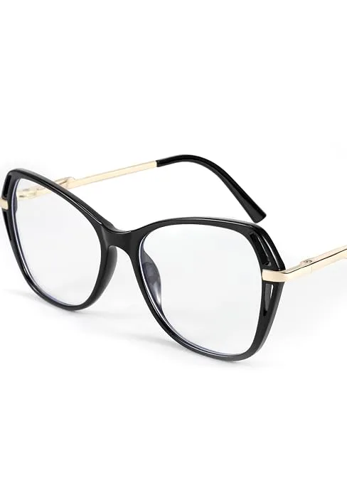 FEISEDY Blue Light Glasses for Women Oversized Square Thick Frame Computer Eyeglass Anti Eyestrain B4129 Red - 4069001