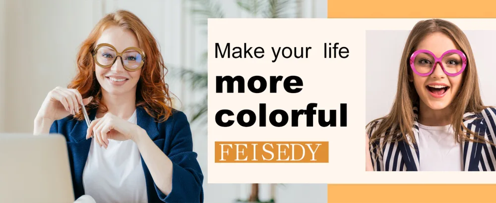 FEISEDY Oversized Blue Light Blocking Glasses Women Men Retro Big Round Frame Eyewear Clear Lens Computer Glasses B2997 001 - Black 62 Millimeters - FEISEDY