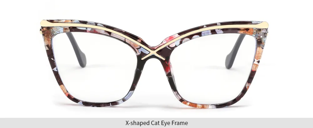 FEISEDY Women Oversized Square Blue Light Blocking Glasses Anti Eyestrain Cat Eye Fashion Eyewear B2956 Floral 55 Millimeters - product information 5