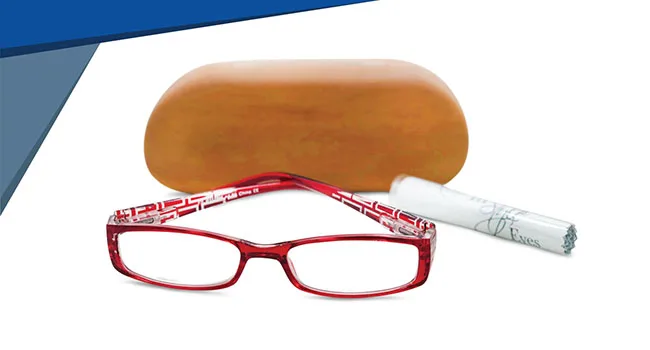 Super Strength II High Magnification Reading Glasses Laser Etched Grecian Key Design Black 7.0 x - In Style Eyes Super Strength II High Magnification Reading Glasses Full-Rimmed Rectangle Frame