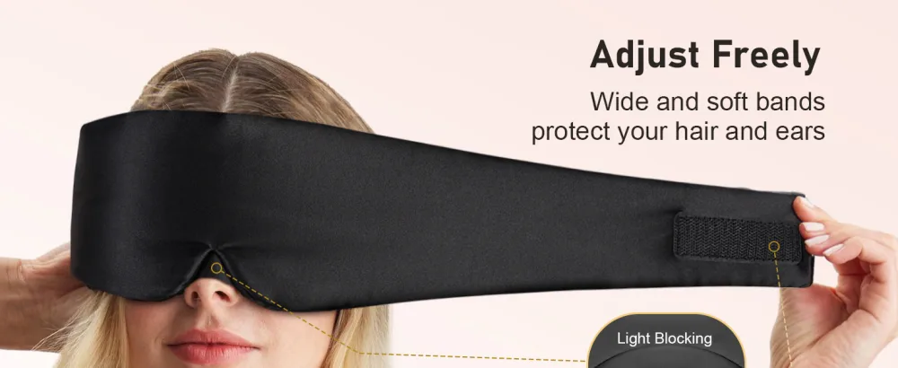 Sleep Mask Soft Breathable Fabric Blackout Full Size Large Eye Mask for Sleeping Blockout Eye Mask for All Night Sleep - sleep mask