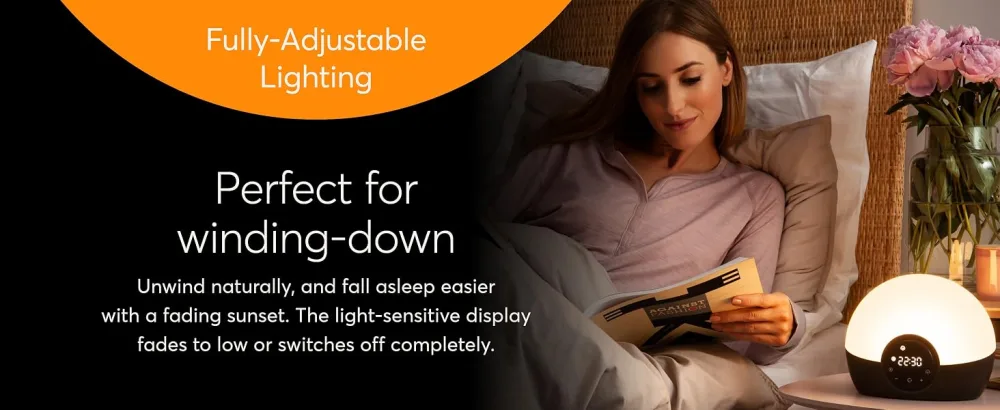 Lumie Bodyclock Glow 150 - Alarm Clock Simulates Sunrise & Sunset - Bedside Lamp with Customizable Light Duration - Wake-Up Light Night Light & Reading Light - with Warm LEDs - product information 4