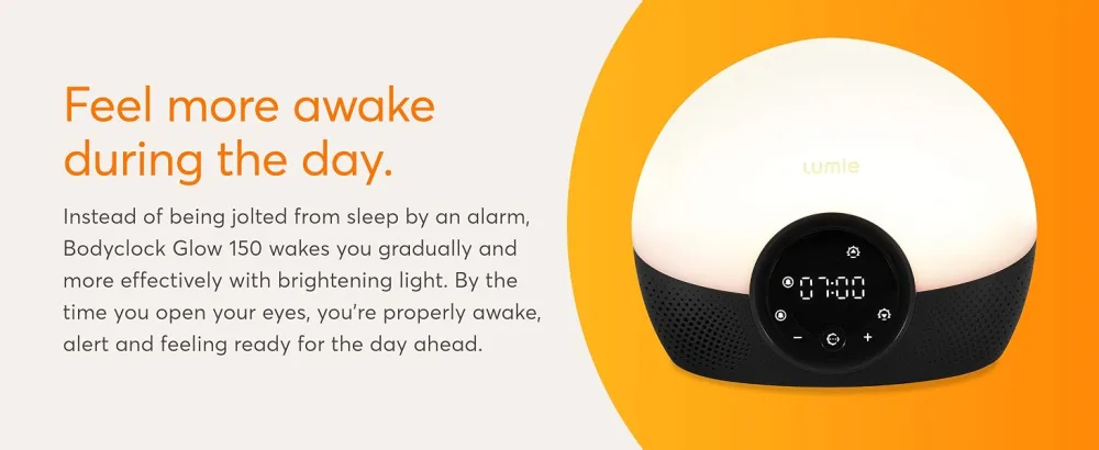 Lumie Bodyclock Glow 150 - Alarm Clock Simulates Sunrise & Sunset - Bedside Lamp with Customizable Light Duration - Wake-Up Light Night Light & Reading Light - with Warm LEDs - Module 2
