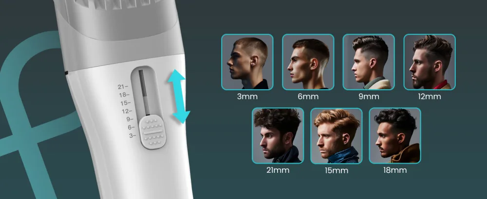 PRITECH Beard Trimmer with Adjustable Comb 3-12mm Electric Hair Clipper Cordless Trimmer Mens Grooming Trimmer for Beard Head Face and Body USB Rechargeable - Adjustable combs create hairstyles of different lengths for you