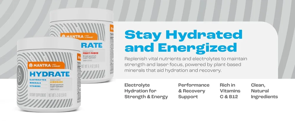 Zahler Mantra Game-Changing Great-Tasting Sugar-Free Hydration Supplement Fruit Punch Flavored 30 Servings. - mantra hydrate hydration for strength and energy performance and recovery support