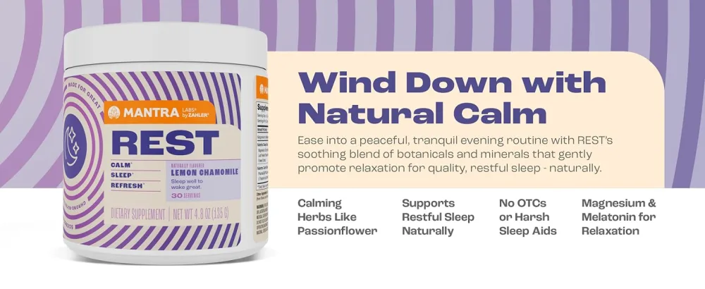 Zahler Mantra Game-Changing Great-Tasting Sugar-Free Hydration Supplement Fruit Punch Flavored 30 Servings. - Mantra wind down calming herbs supports restful sleep naturally no OTCs or harsh sleep aids
