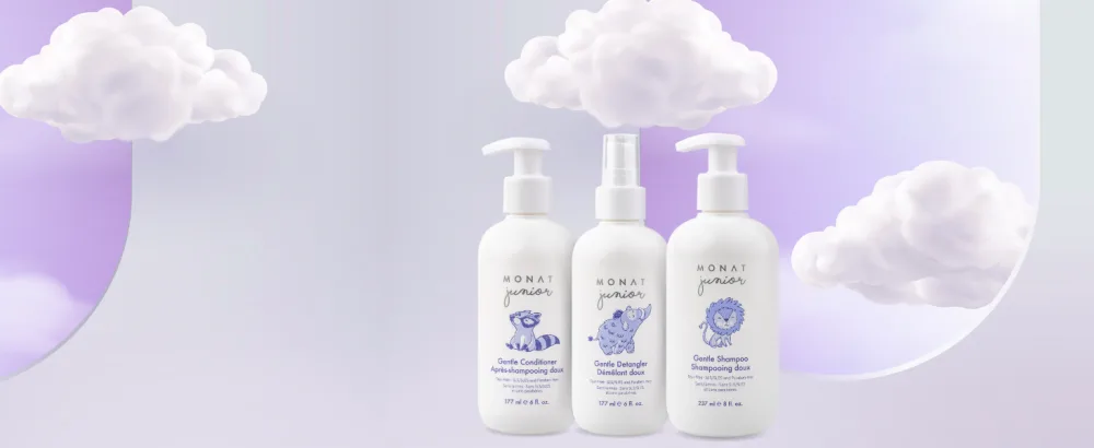 MONAT Junior Gentle 3-in-1 Hair Care System - Shampoo Conditioner Detangler for Children (8 fl. oz./6 fl. oz.) - Junior Hair Care System